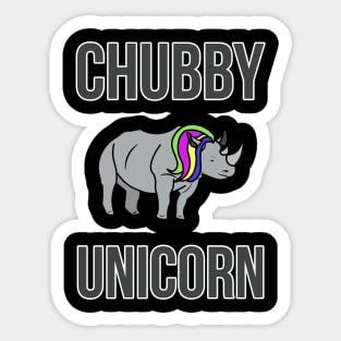 Funny Chubby Unicorn Rhino with Rainbow Hair Sticker